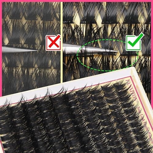 Volume Lash Clusters with Spiky Manga Lash Clusters 200D Eyelash Clusters 10-18MM Thick D Curl Cluster Eyelash Extensions 3D Wispy Cluster Eyelash Extensions by FANXITON thumbnail 6
