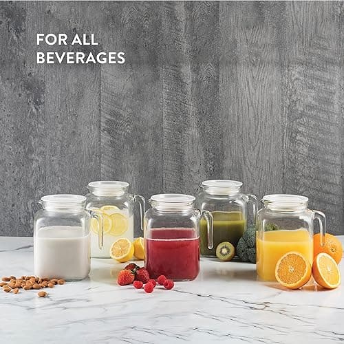 Bormioli Rocco Hermetic Seal Pitcher With Lid and Spout [68 Ounce] for Homemade Juice & Iced Tea or for Glass Milk Bottles, Clear - Frosted thumbnail 9