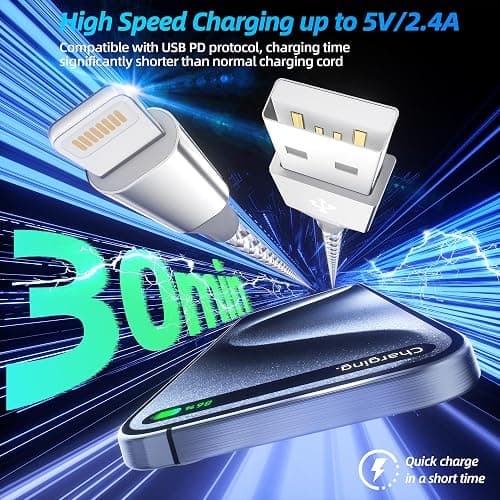 iPhone Charger 3pack 10FT Apple MFi Certified Long Lightning Cable Fast Charging High Speed Data Sync USB Cable Compatible iPhone 14/13/12/11 Pro Max/XS MAX/XR/XS/X/8/7/Plus/6S (Grey White) thumbnail 2