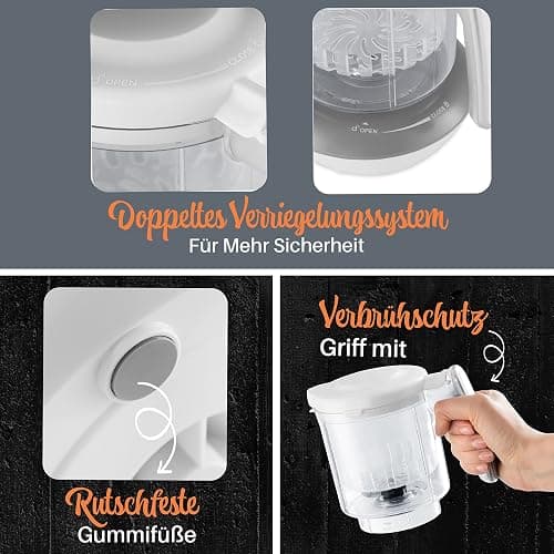 Sweety Fox - Multifunktions Babynahrungszubereiter 7-in-1 - Dampfgarer, Mixer, Pulse, Automatische Reinigungsfunktion, Sterilisiert, Gläschenwärmer, Auftaufunktion thumbnail 8