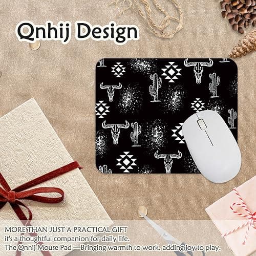 Qnhij Black Western Decor Mousepad, Gifts for Coworkers Employees, 9.5x8 Inch thumbnail 5