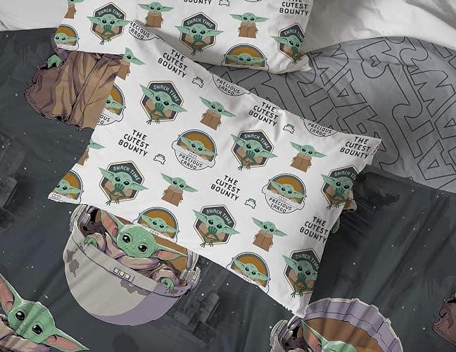 Jay Franco Star Wars The Mandalorian The Child 5 Piece Queen Bed Set - Includes Reversible Comforter & Sheet Set - Bedding Features Baby Yoda - Super Soft Fade Resistant Microfiber Official Product thumbnail 7