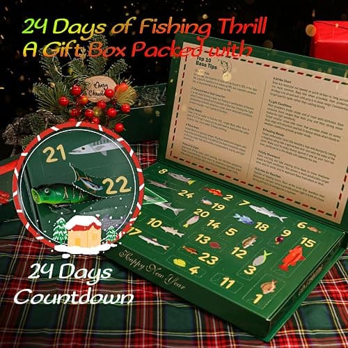 Fishing Advent Calendar 2025-24 Days Christmas Countdown Calendar with Fishing Tackle Lures, Bass & Trout Fishing Gear Gift Set for Men/Teens/Boys thumbnail 3