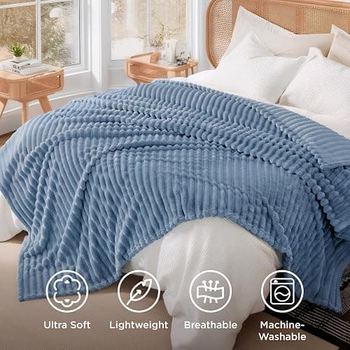 Bedsure GentleSoft King Blanket for Couch - Cozy Soft Blankets for Women, Cute Large Throws for Girls, Ashley Blue, 108x90 Inches thumbnail 5