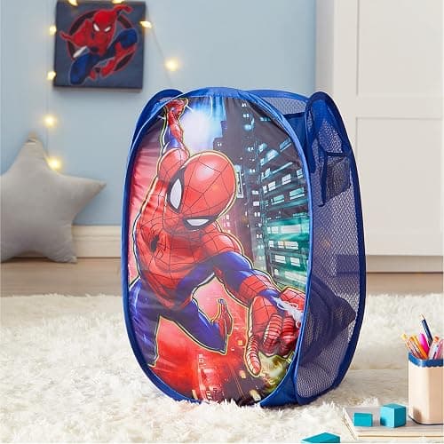 Marvel Spider-Man Pop-Up Hamper for Kids,Red Collapsible Laundry Basket with Durable Carry Handles,21" H x 13.5" W x 13.5" L,Lightweight & Portable thumbnail 2