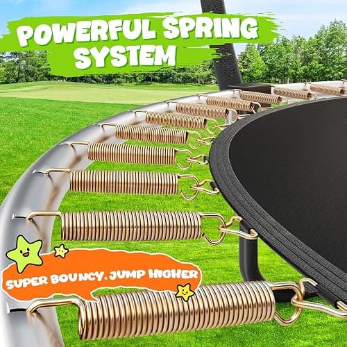 JELENS Trampoline 8FT 10FT 12FT 14FT 15FT 16FT, Recreational Trampolines with Enclosure Net and Ladder, Outdoor Anti-Rust Trampolines for Kids and Adults, ASTM Approved thumbnail 3