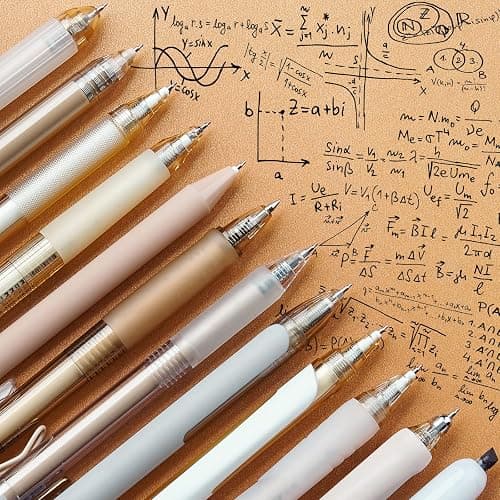 Four Candies Moor Series Gel Pens, Aesthetic Black & Brown Ink Pens with 0.5 mm Fine Point, Boho School Office Supplies Neutral Beige Desk Accessories, Set of 12 thumbnail 3