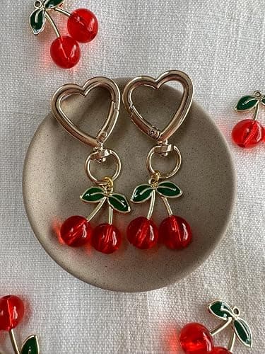Agromusk Cute Cherry Keychain,Kawaii Cherry Bag Purse Charms for Women Car Keys Decor Gifts Stuff Accessories thumbnail 2
