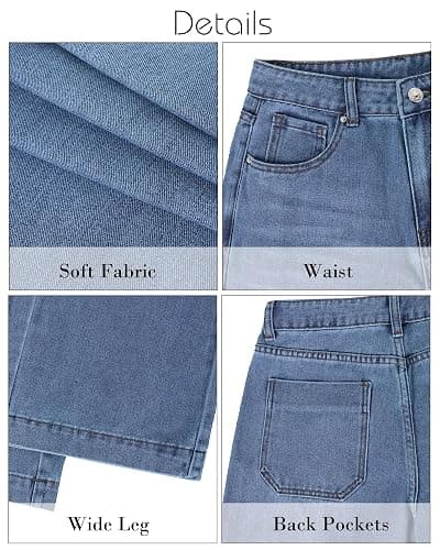 Womens Straight Wide Leg Jeans High Waisted Stretchy Baggy Denim Pants. thumbnail 7