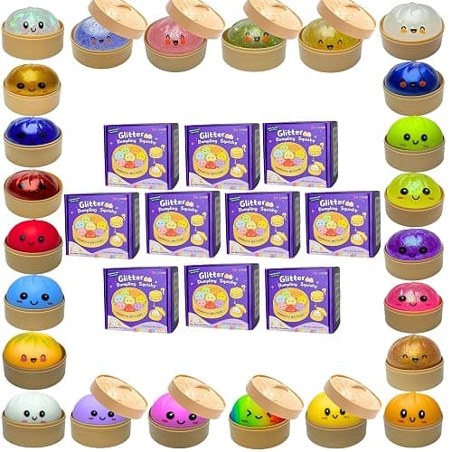 Dumpling Squishy with Mystery Box Bulk,Giant Dumpling Squishy Stress Ball,Squishy Bun,Random 24 Colorful Mystery Gift Box for Adult Classroom Prizes Party Favor (12) - Image 1