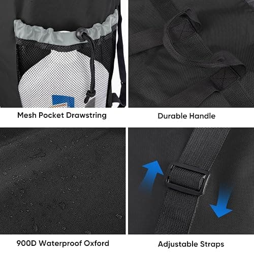 BALEINE 120L Laundry Bag Backpack, 900D Oxford Fabric Large Travel Laundry Bags with Shoulder Straps and 2 Mesh Pockets for College Dorm, Apartment, Laundromat (Black, 120L) thumbnail 5