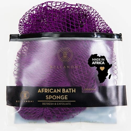 Bellanomi African Exfoliating Net Sponge, Authentic, Ethically sourced from Nigeria, 45 inches Long, Back Scrubber for Daily use (Indigo) - Image 1
