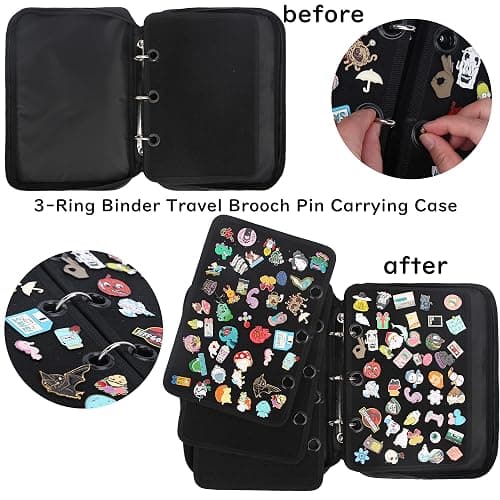 Enamel Pin Display Pages Pin Carrying Case, Pins Collection Storage Organizer Case, Travel Brooch Pin Display Bag (Pins Not Included) thumbnail 3