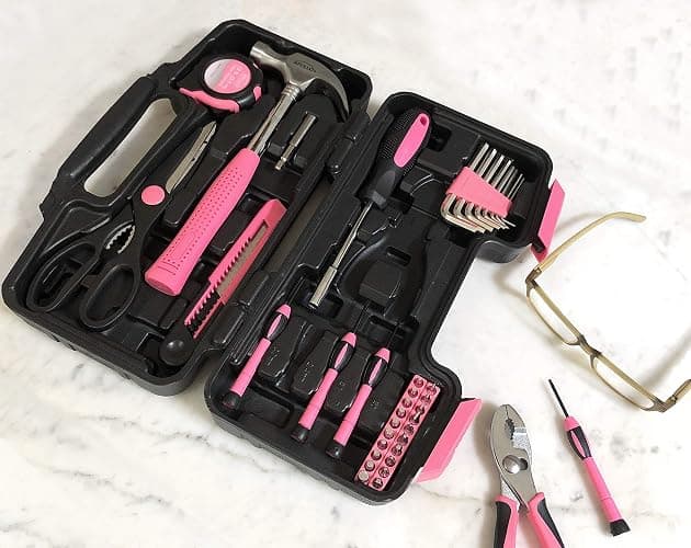 Apollo Tools Original 39 Piece General Household Tool Set in Toolbox Storage Case with Essential Hand Tools for Everyday Home Repairs, DIY and Crafts - Pink Ribbon - Pink - DT9706P thumbnail 13