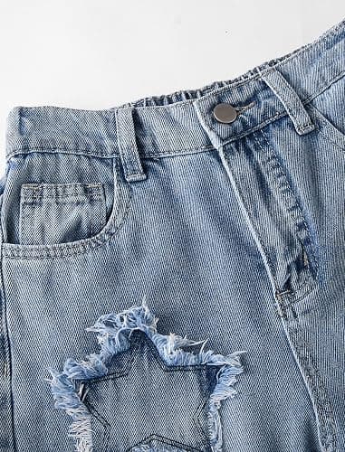 Fulihug Jeans for Girls Baggy Wide Leg Cute Bow High Elastic Waisted Denim Pants Y2K Boyfriend Skater Streetwear 7-14Y thumbnail 7