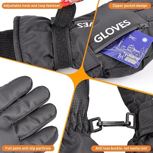 Gilotop Women Ski Gloves Winter Waterproof Touchscreen Hand Warming Sports Gloves thumbnail 3