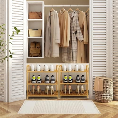 CBBZJY 3 Tier Metal Shoe Rack Organizer Vertical Design Entryway Storage Cabinet for Entrance or Kitchen Small and Narrow Free Standing Gold thumbnail 8