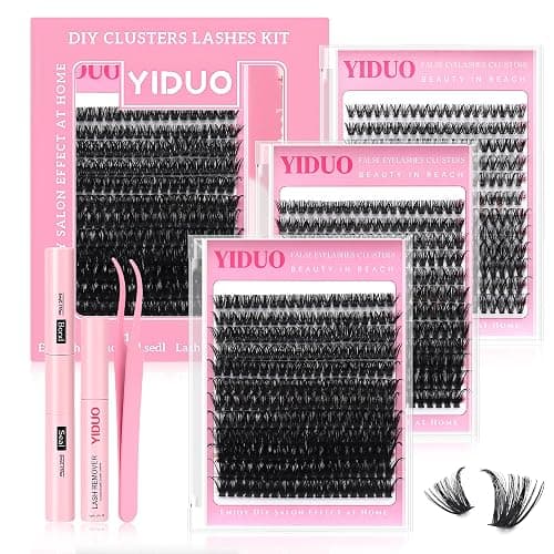 YIDUO 3 Styles Lashes Cluster Kit 720Pcs Eyelash Extensions Kit 40P+60P+80P 8-18mm D Curl Volume False Eyelashes DIY Individual Wispy Fake Eye Lashes Combo Packs with Bond&Seal |Tweezers | Removers - Image 1