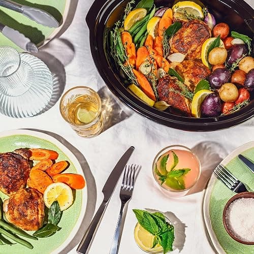 Beautiful 6 Qt Programmable Slow Cooker by Drew Barrymore - 5 Preset Cooking Functions, Digital Countdown Timer, Dishwasher-Safe Parts, and Cool-Touch Handles (Porcini Taupe) thumbnail 2