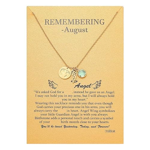 TGOLM Miscarriage Gifts for Mothers Pregnancy Loss Guardian Angel Pendant Necklace for Women Birth Stone Remember Me Bereavement Gift - Image 1