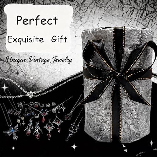 Mystery Jewelry Set,50-55 PCS Surprise Y2K Gothic Mystery Jewelry Box for Women,Gift Set(Gothic Witch Punk Necklace,Earrings, Rings,bracelets),Exclusive Fashion Gift for Her thumbnail 2