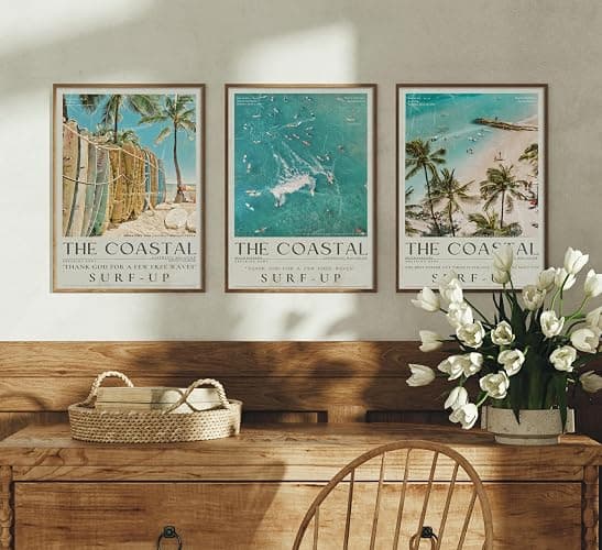 Beach Surfing Canvas Wall Art Retro Newspaper Beaches Surfboard Painting Picture Wall Decor Summer Coastal Granddaughter Room Preppy Surf Up Poster Print Artwork for Dorm Bedroom Apartment Home Decor thumbnail 5