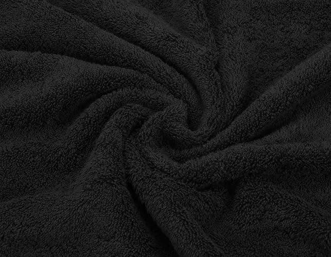 American Soft Linen Luxury 6 Piece Towel Set, 2 Bath Towels 2 Hand Towel 2 Washcloths, 600 GSM 100% Cotton Turkish Towels for Bathroom, Black Towel Sets thumbnail 5