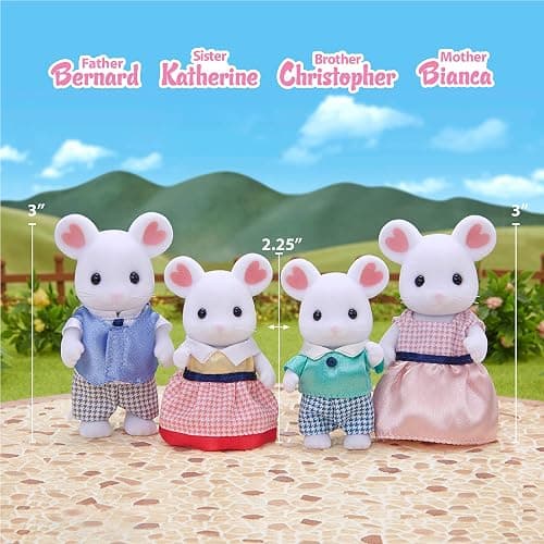 Calico Critters, Marshmallow Mouse Family, Dolls, Dollhouse Figures, Collectible Toys, 3 inches - Marshmallow Mouse Family thumbnail 2