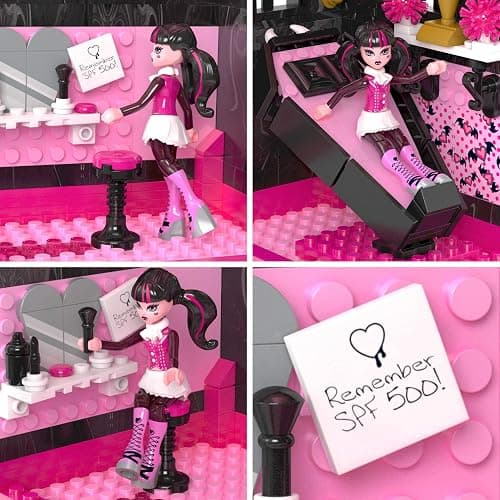 MEGA Monster High Action Figure Building Set Draculaura's Boo-k Crypt with 301 Pieces, Book Nook for Collectors thumbnail 5