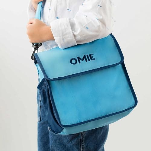 Omie OmieBox Lunch Bag - Washable, Foldable, Durable, WaterResistant Fabric with Interior Pocket and External Bottle Holder (Blue) thumbnail 3