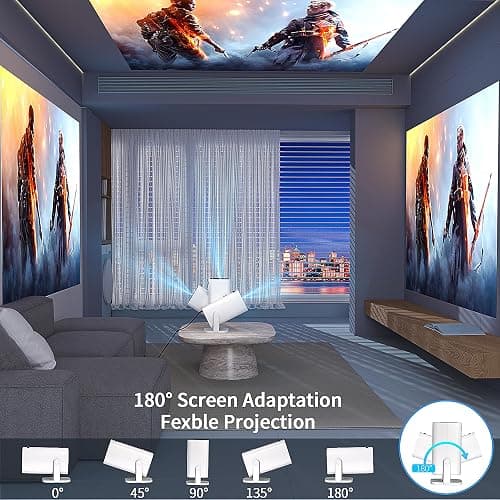 Mini Projector, Portable Outdoor Projector 4K Supported, Short Throw Movie Projector Compatible with Smartphone, TV Stick, Laptop, Game Consoles - Standard thumbnail 6