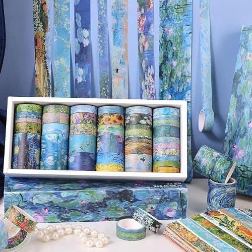 PAGEMORE 32 Rolls Washi Tape Set, Colored Van Gogh Patterns Decorative Masking Tape, Vintage Artists Tapes for Journaling, Junk Journal, DIY Craft Projects, Scrapbooking Supplies Decor thumbnail 9