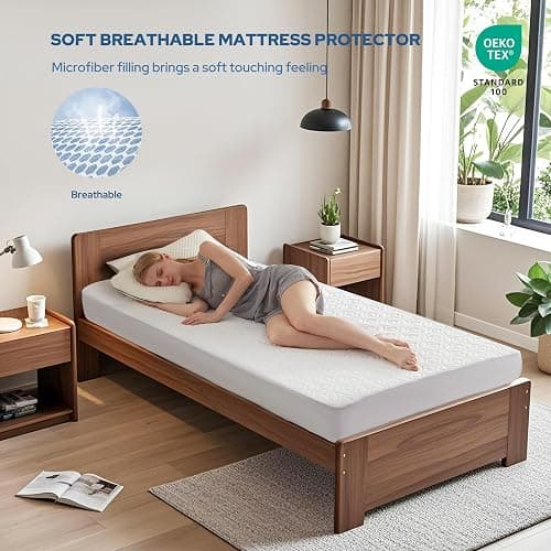 BEDLORE Waterproof Mattress Protector, Twin XL Size Mattress Pad with Deep Pocket 6"-15" Depth, Soft Breathable Bed Mattress Cover for Bedroom, College Dorm (White) thumbnail 3