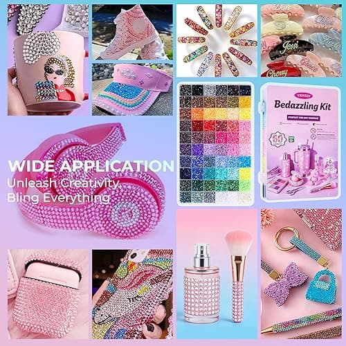 Bedazzling Kit 48000Pcs 60 Colors 3mm Resin Jelly Rhinestones - Diamond Art | Multicolor Flatback Gems Nail Crafting Makeup, with 4Pcs 10ml B7000 Jewelry Glue & Tools - Christmas Birthday Gifts for Women thumbnail 6