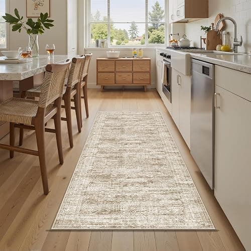 Soalmost Runner Rug 2'x8' Washable Non-Slip Runner Rugs for Kitchen Bathroom Laundry Room Brown Vintage Floor Carpet Runners for Hallway Entryway thumbnail 3