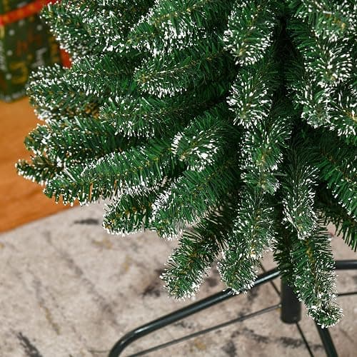 HOMCOM 7.5FT Artificial Snow Dipped Christmas Tree, Xmas Pencil Tree, Holiday Home Indoor Decoration with Foldable Black Stand for Party, Green thumbnail 9