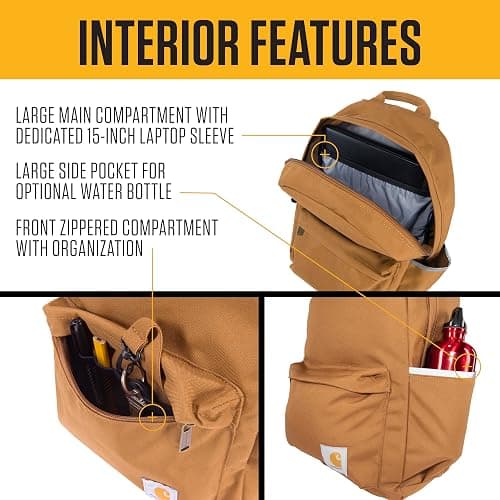 Carhartt 21L Classic Laptop Backpack, Water-Resistant Pack W/ 15" Laptop Sleeve and Organizational Compartments, Chalk thumbnail 3