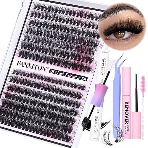 DIY Lash Extension Kit 40D+50D Volume Lash Clusters Kit with Lash Bond and Seal 280 pcs Thick Individual Lashes 9-16 mm D Mink Lashes Cluster, Lash Cluster Remover and Tweezers by FANXITON - Image 1