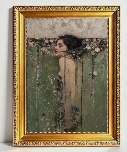 Vintage Gold Framed Ophelia Canvas Wall Art,Victorian Woman Wall Decor | Dark Academy Picture,Moody Poster Print Artwork,for Bathroom Bedroom Living Room Home Decoration 12x16 inch - Image 1