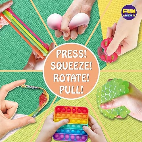 Fidget Box for Girls Boys, FunKidz Mystery Sensory Fidget Pack Toys for Stress Relief Kids Party Favors Gift Classroom Prizes Travel Camping with Portable Case thumbnail 6