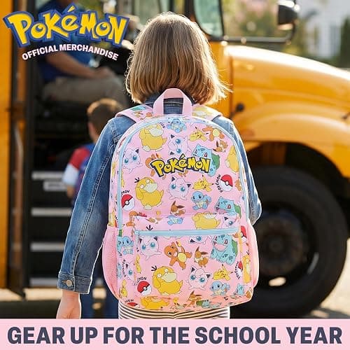 Get Trend Pokemon Kids Backpack for Girls, 18in Bookbag with Padded Straps, Pikachu Travel School Bag Anime Gifts for Girls (Multi Pokemon) thumbnail 3