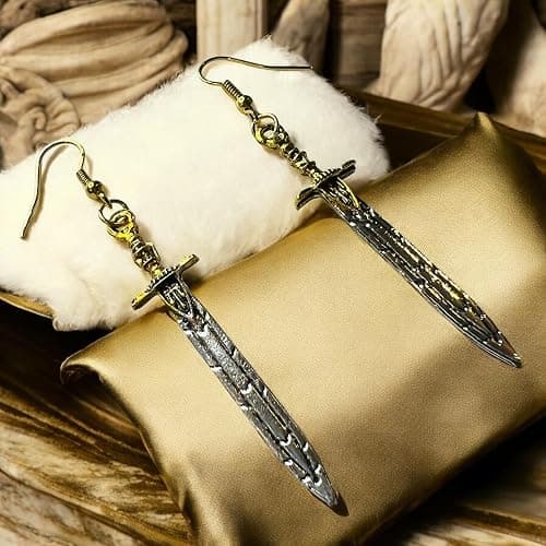 Annabeth Riptide Sword Sea of Monsters Olympian Demigod Silver Tone Drop Dangle Earrings thumbnail 4