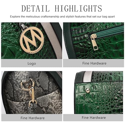 MKF Collection Satchel Bag for Women, Crocodile Embossed Vegan Leather Top-Handles Crossbody Handbag Purse by Mia k thumbnail 7