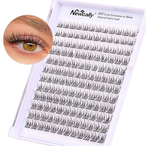 Natural Lash Clusters DIY Eyelash Extension Wispy 144 Pcs Individual Cluster Lashes Extension at Home C Curl 9-11MM Eyelash Cluster Faux Mink False Lashes by Newcally - Image 1