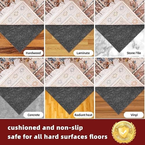 BAGAIL Felt and Natural Rubber Backing Rug Pads 1/4” Thick, 8 x 10 Ft Non Slip Carpet Gripper Keep Rugs in Place, Under Area Rug Protective Cushioned Pads, Carpet Runners, Hardwood Floors Protection thumbnail 6