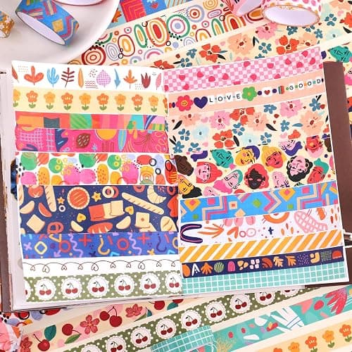 emmoolife 35 Rolls Washi Tape Set, Colorful Cute Floral Writable Decorative Tapes for Scrapbooking and Bullet Journaling, Junk Journal Supplies, DIY Planner Art, 5-30mm Wide 9.84ft Long/Roll thumbnail 6