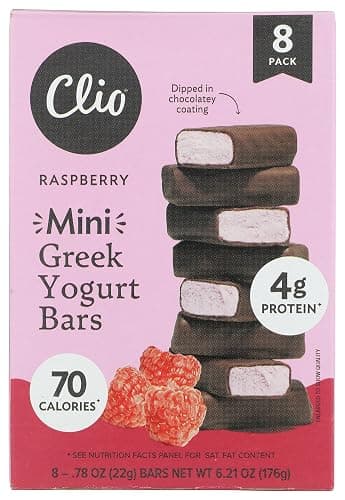 Clio Raspberry Dark Chocolate Covered Mini Greek Yogurt Bar 8Ct, 6.21 Oz - Image 1