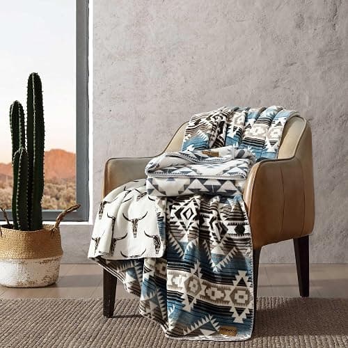 Wrangler - Blanket, Soft & Reversible Flannel Bedding, Yellowstone Inspired Throw Blanket for Couch or Bed (Dakota Grey, 60" x 70") thumbnail 3