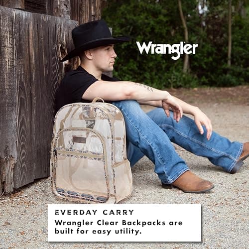Wrangler Clear Backpack for Girls- Water Resistant Clear Bookbag, Plastic See Through Backpack for Stadium Events and School thumbnail 4