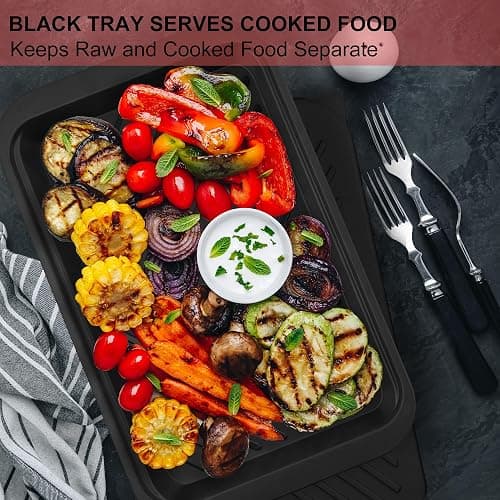 GAYIMEI Deep Grill Carry System with Lids, Cutting Board, Tong, Gift Ready BBQ Carry Tray for Prepping, Marinating and Serving, Diswasher Safe, Nesting Platters Black in Red thumbnail 4